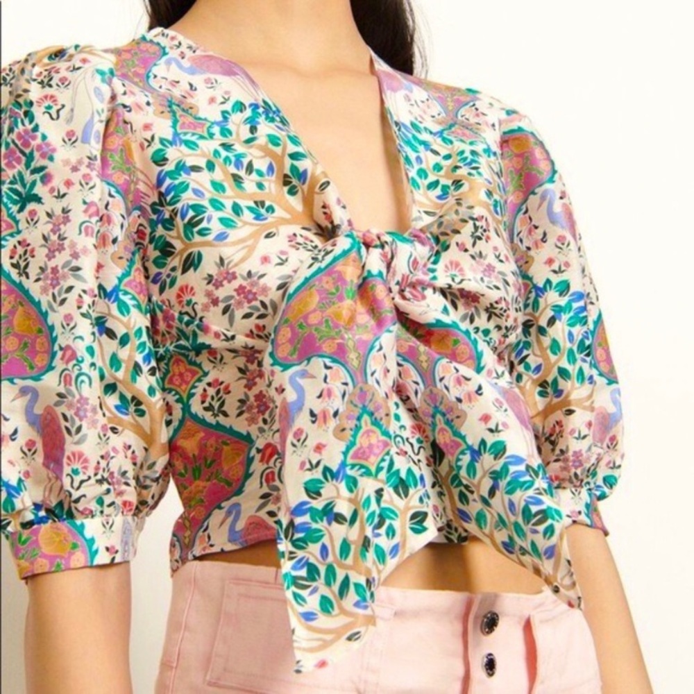 EUC $295 Sandro Paris Iram Floral Crop Top Size 2/Medium